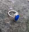 Blue Agate Crosshatch Single Band Ring (#1079)
