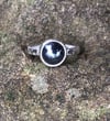 Hematite Chunky Button Crosshatch Single Band Ring (#1096)