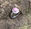 Rhodonite Crosshatch Single Band Rope Ring (#1097)