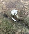 Prasiolite Crosshatch Single Band Ring (#1122)