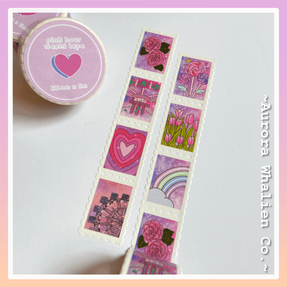 Image of Pink & Blue Hour Stamp Washi Tapes
