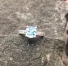 Sky Blue Topaz Crosshatch Single Band Ring (#1146)
