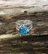 Blue Topaz Crosshatch Triple Band Trillion Ring (#1147)