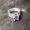 Amethyst Crosshatch Triple Band Ring with Copper Gallery (#1148)