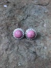 Rhodonite Round Rope Post Earrings (#1152)