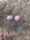 Rhodonite Round Rope Post Earrings (#1153)