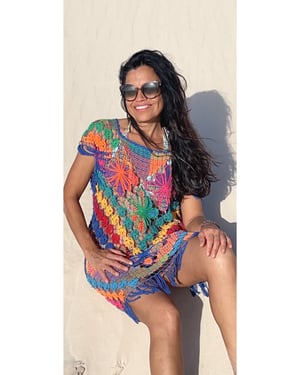 Image of Multi color handwoven mini dress  