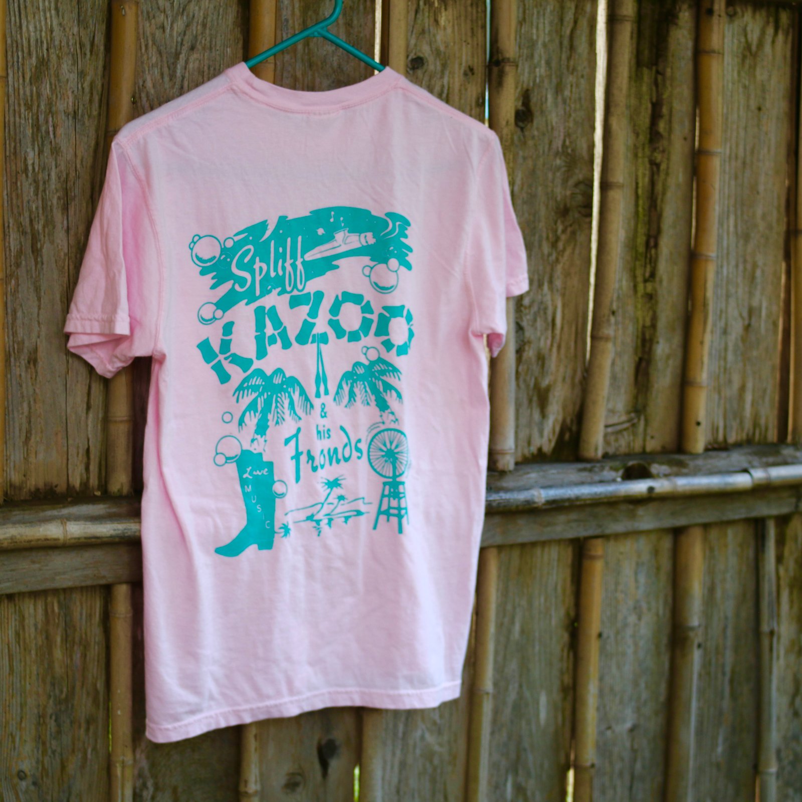 Teal store pink shirt