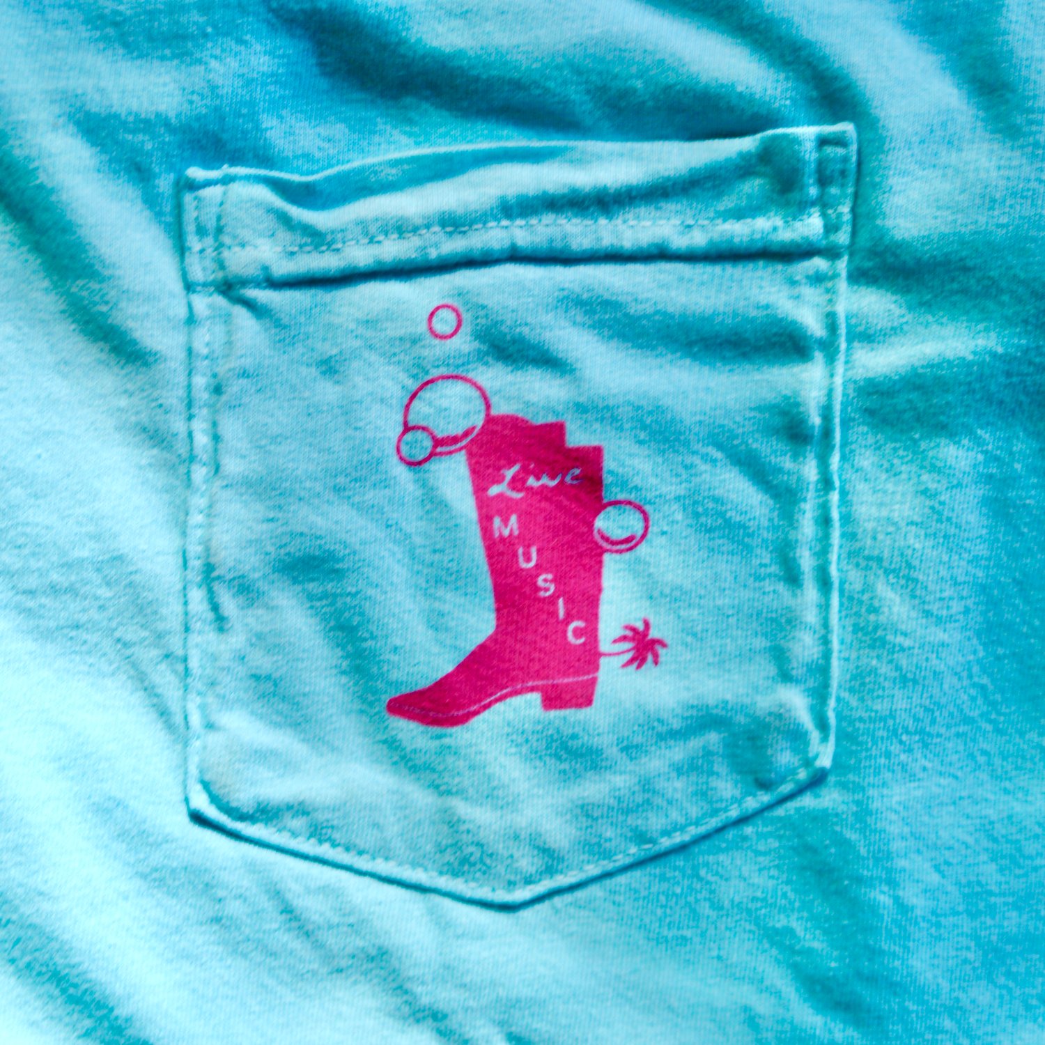 Image of Carribean Blue/Fuschia Pocket Tee