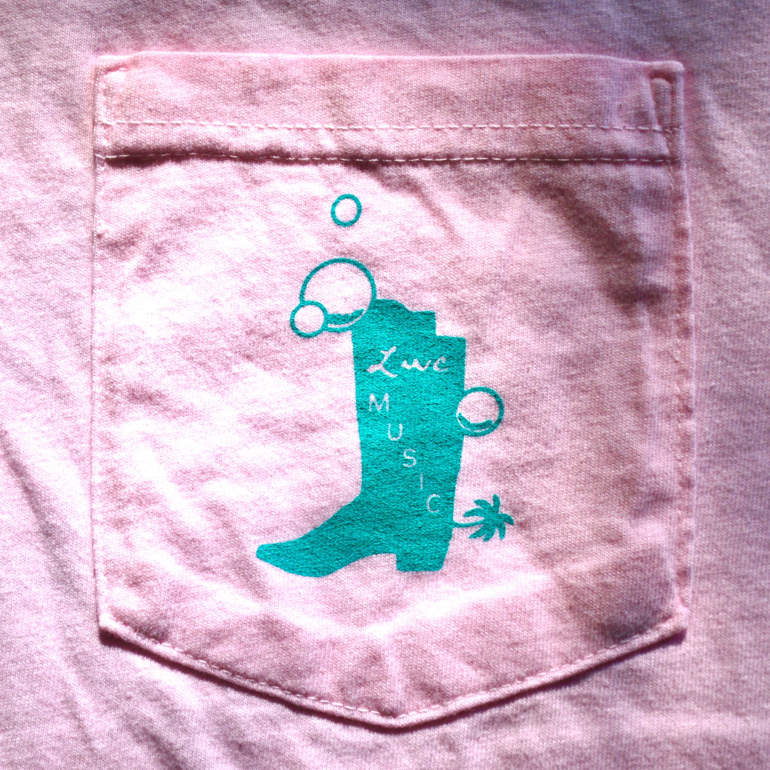 Image of Beautiful Pink/Teal Pocket Tee Shirt