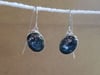 Pyrite with Agate Long Wire Earrings (#1007)
