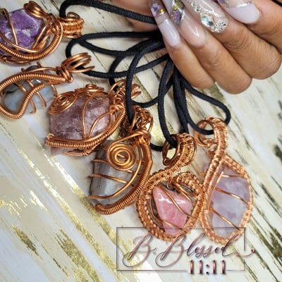 Image of Beautiful Handmade Copper Wrapped Crystal Necklaces