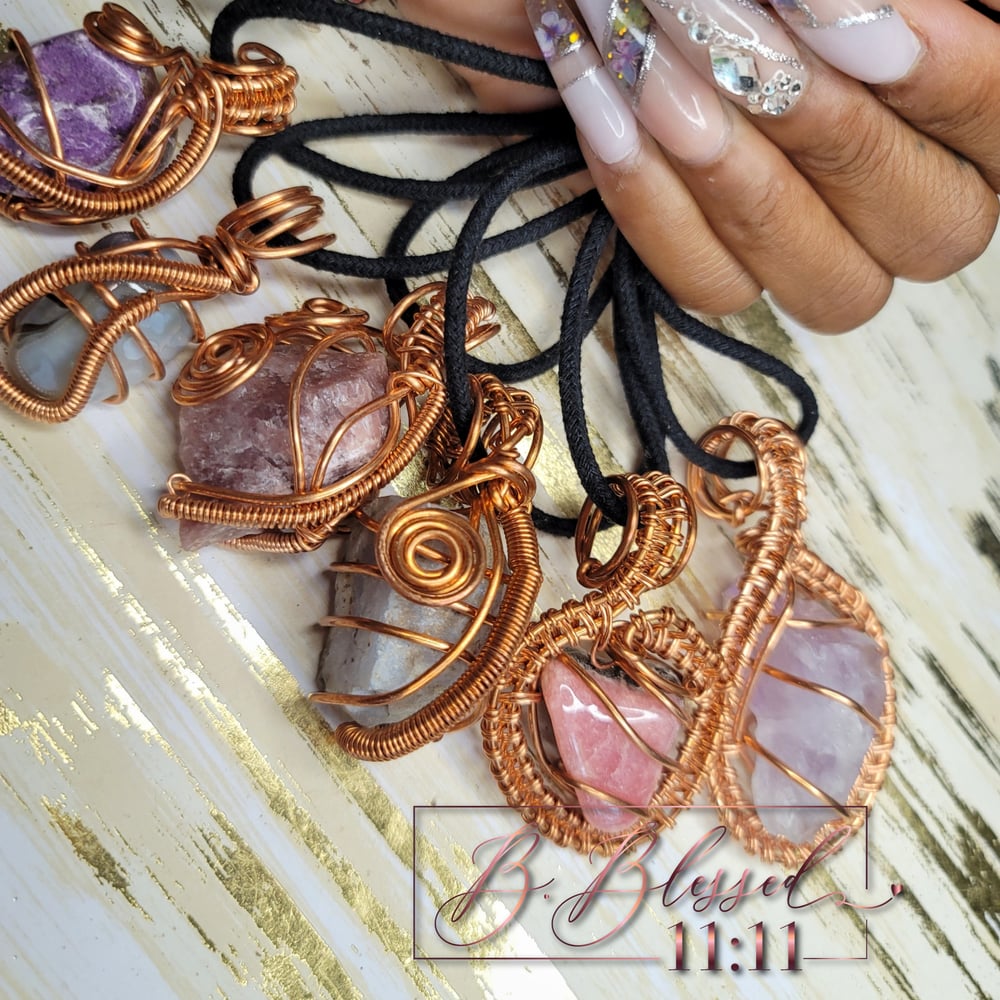 Image of Beautiful Handmade Copper Wrapped Crystal Necklaces