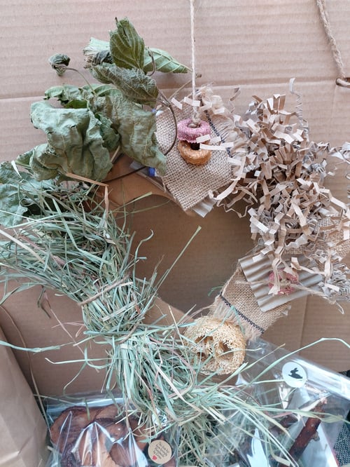 Image of Cardboard heart enrichment hanging toy