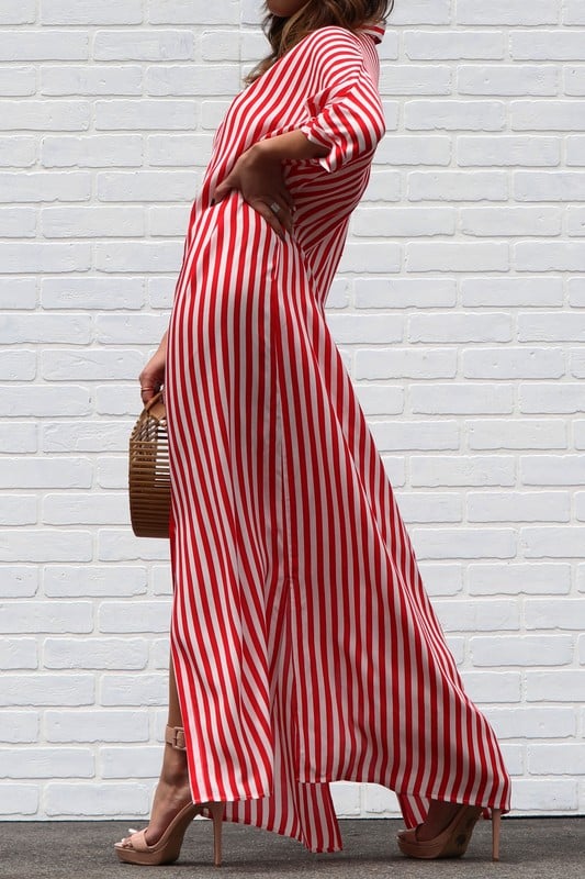 Zara red hotsell white striped dress