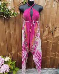 Image 2 of Hot pink tie dye jewelled jumpsuit