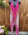 Hot pink tie dye jewelled jumpsuit
