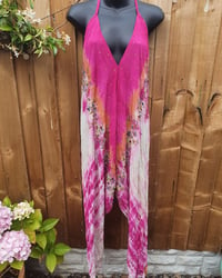 Image 1 of Hot pink tie dye jewelled jumpsuit