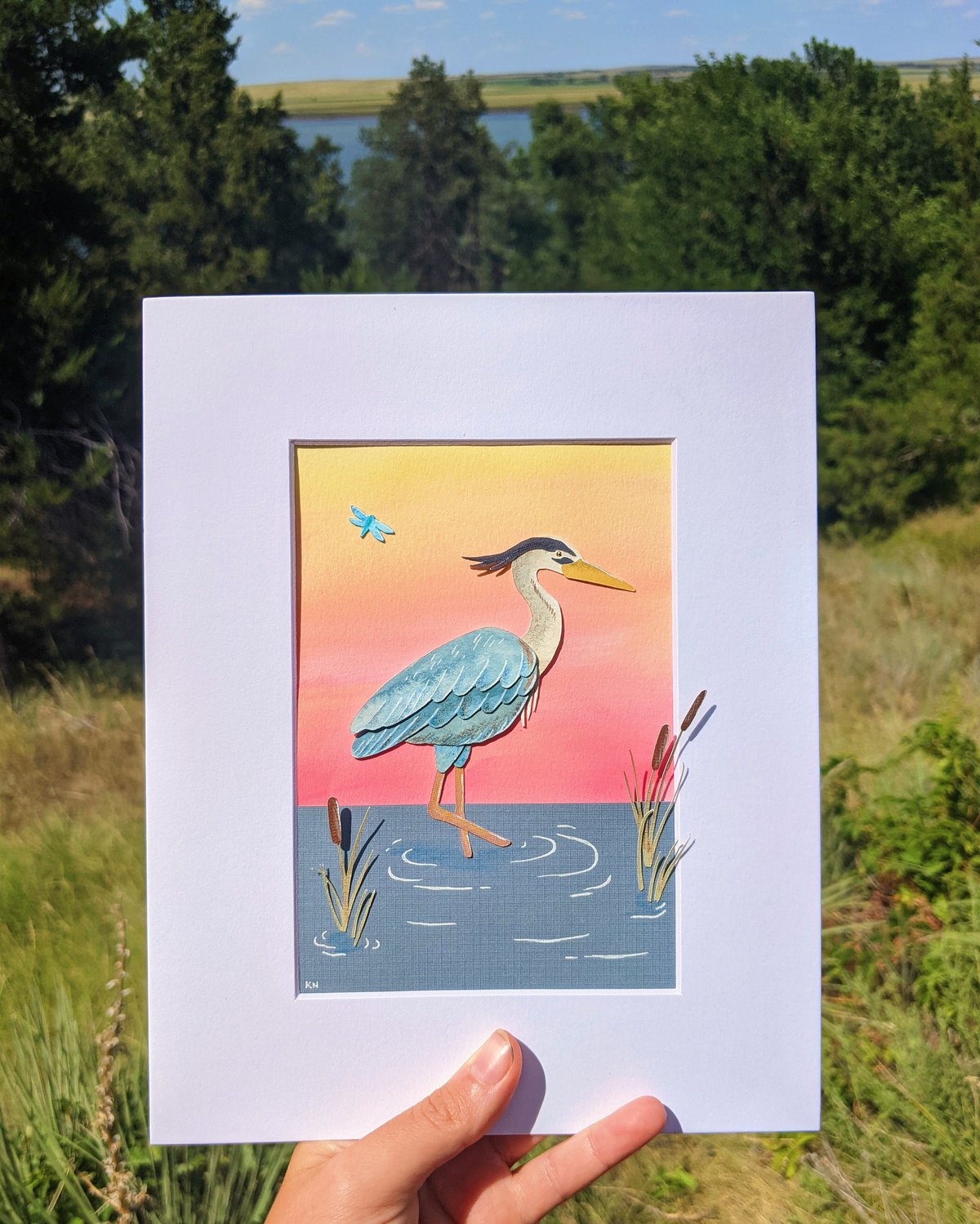 Image of Blue heron cut paper