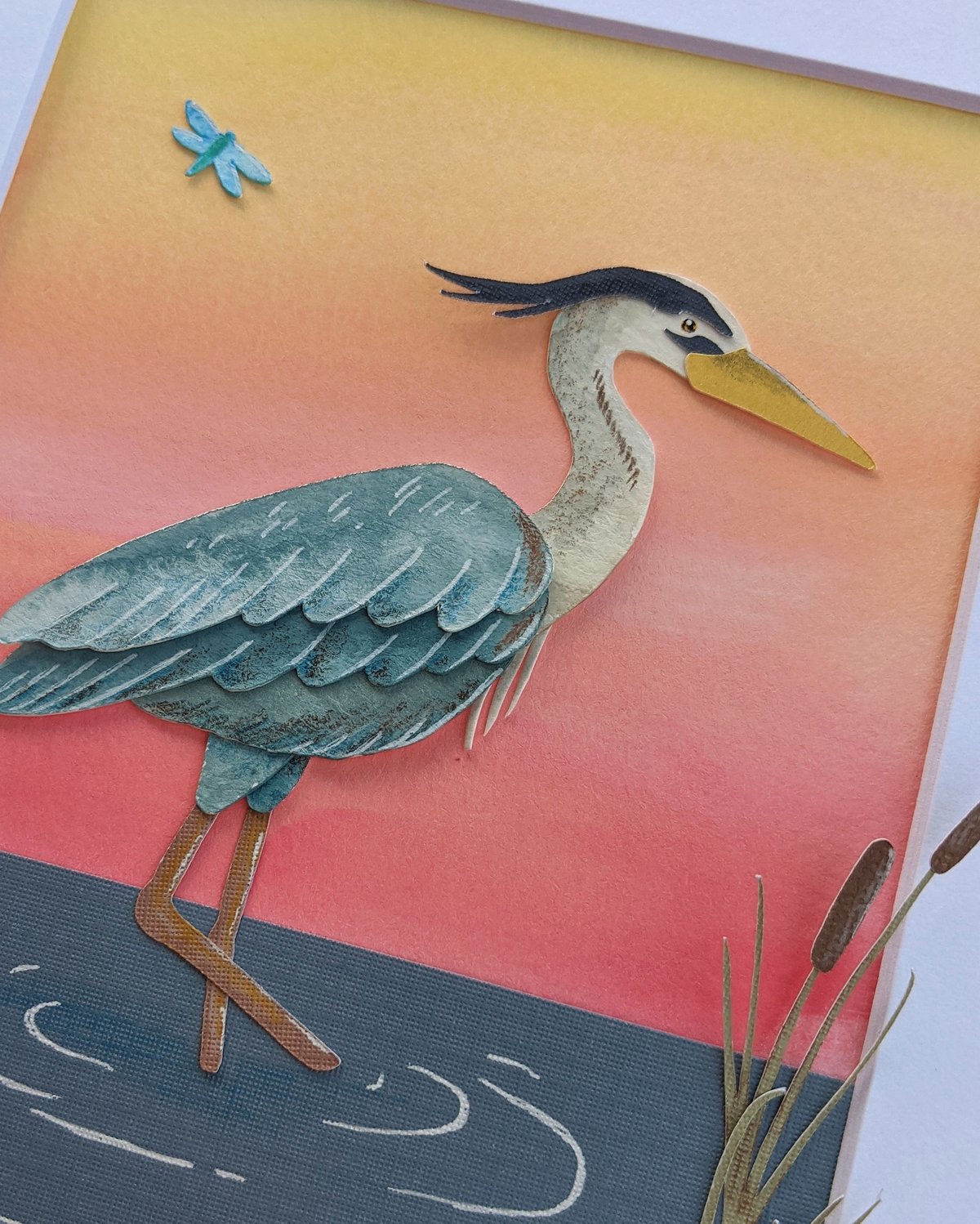 Image of Blue heron cut paper