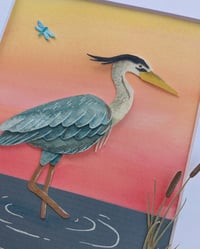 Image 3 of Blue heron cut paper