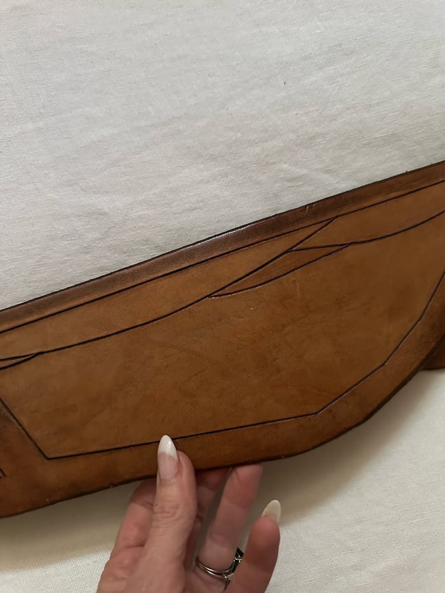 early 70s massive leather crossover hip belt 