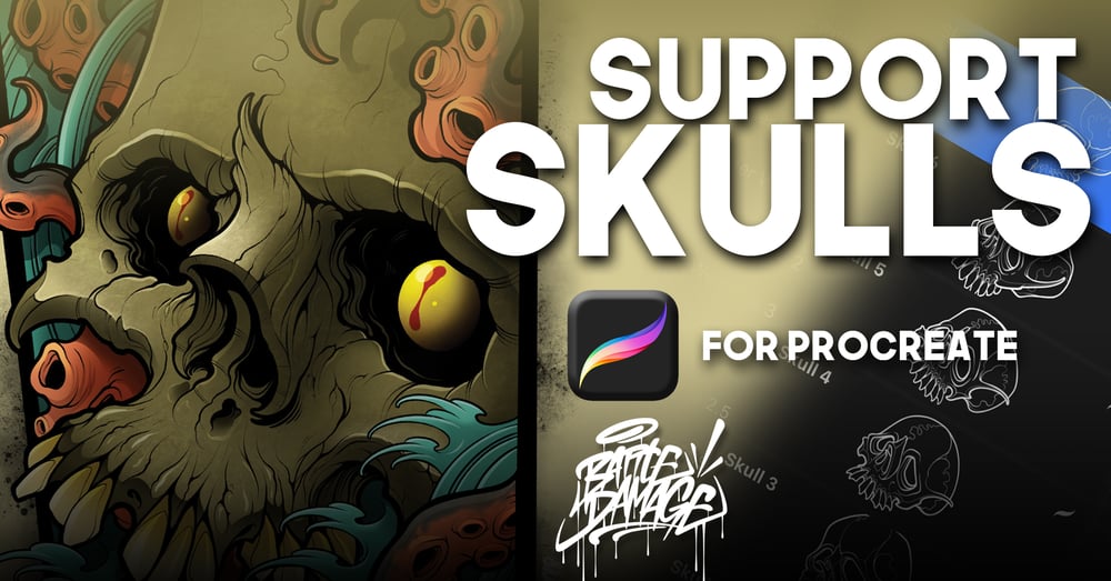 Image of Support Skulls - Procreate Stamp Brush Set