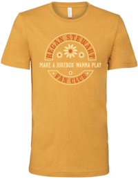 yellow fan club t-shirt.