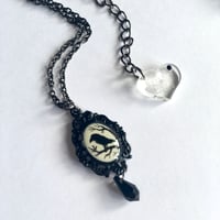 Image 4 of Magic Creatures Silhouette Cameo Necklace - Black Frame Featuring Owl, Cat or Raven