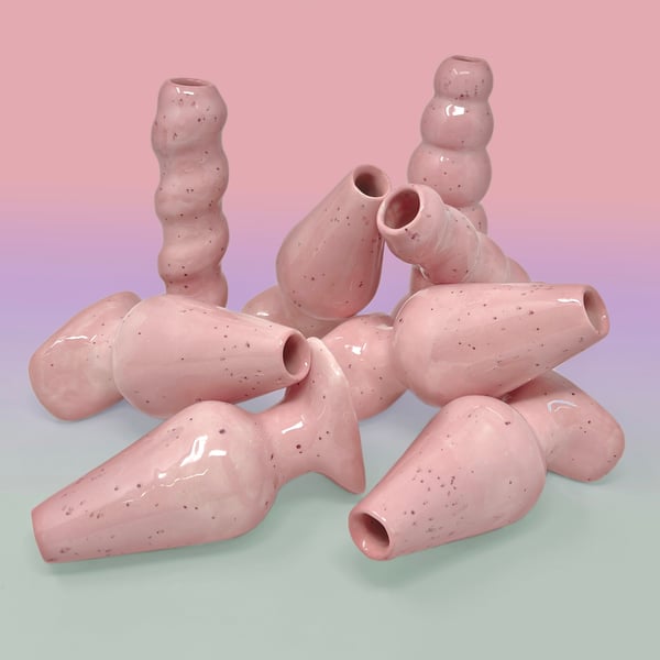 Image of Drippy Butt Plug, Ringed Butt Plug & Rocket Stem Vases
