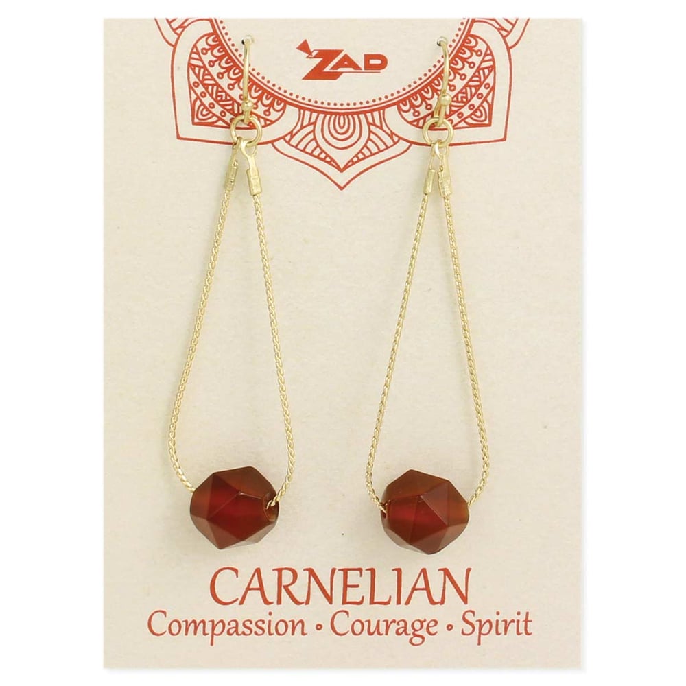 Image of Nature's Wonder on Display Carnelian & Gold Chain Teardrop Earring