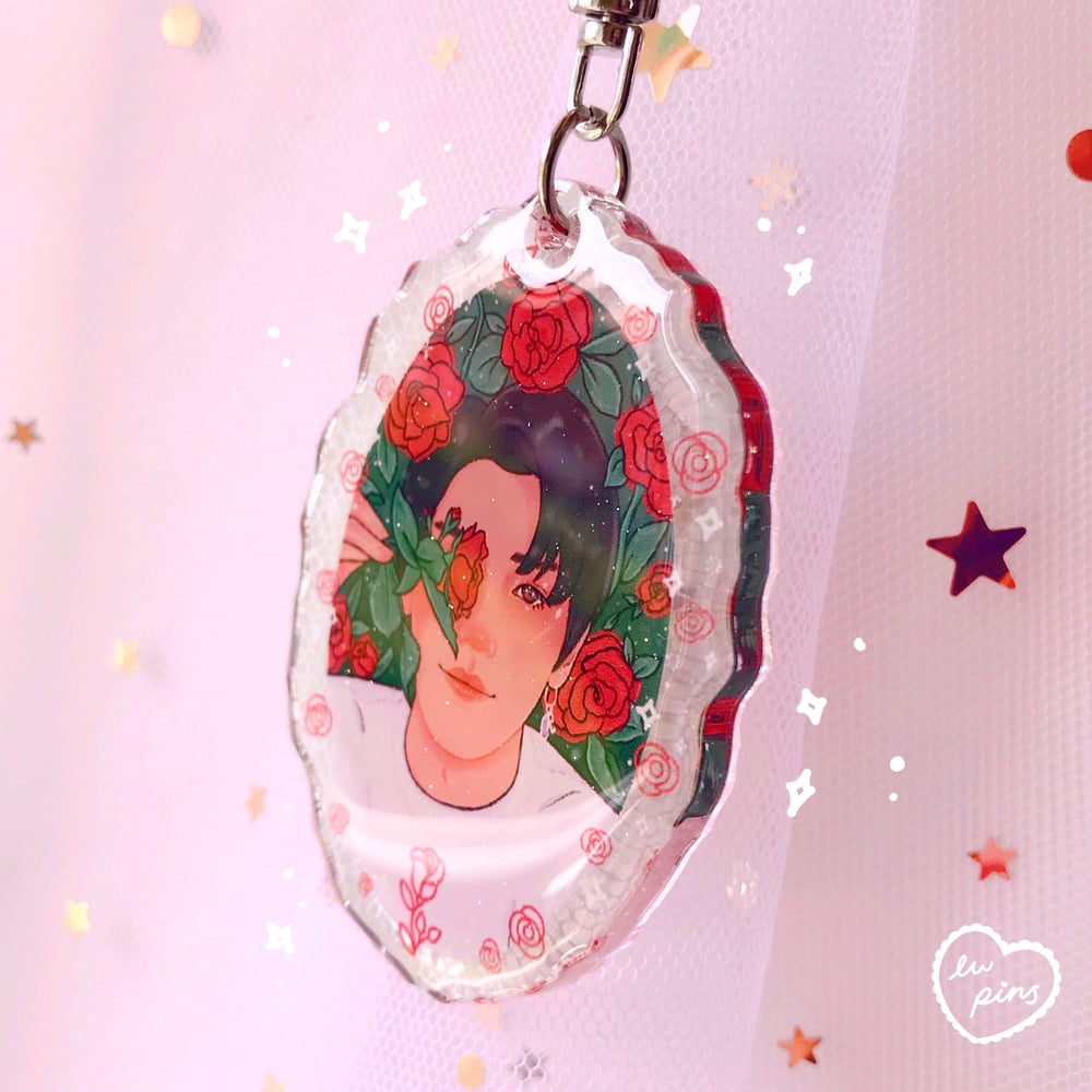 Taeyong Rose Glitter Acrylic Keychain