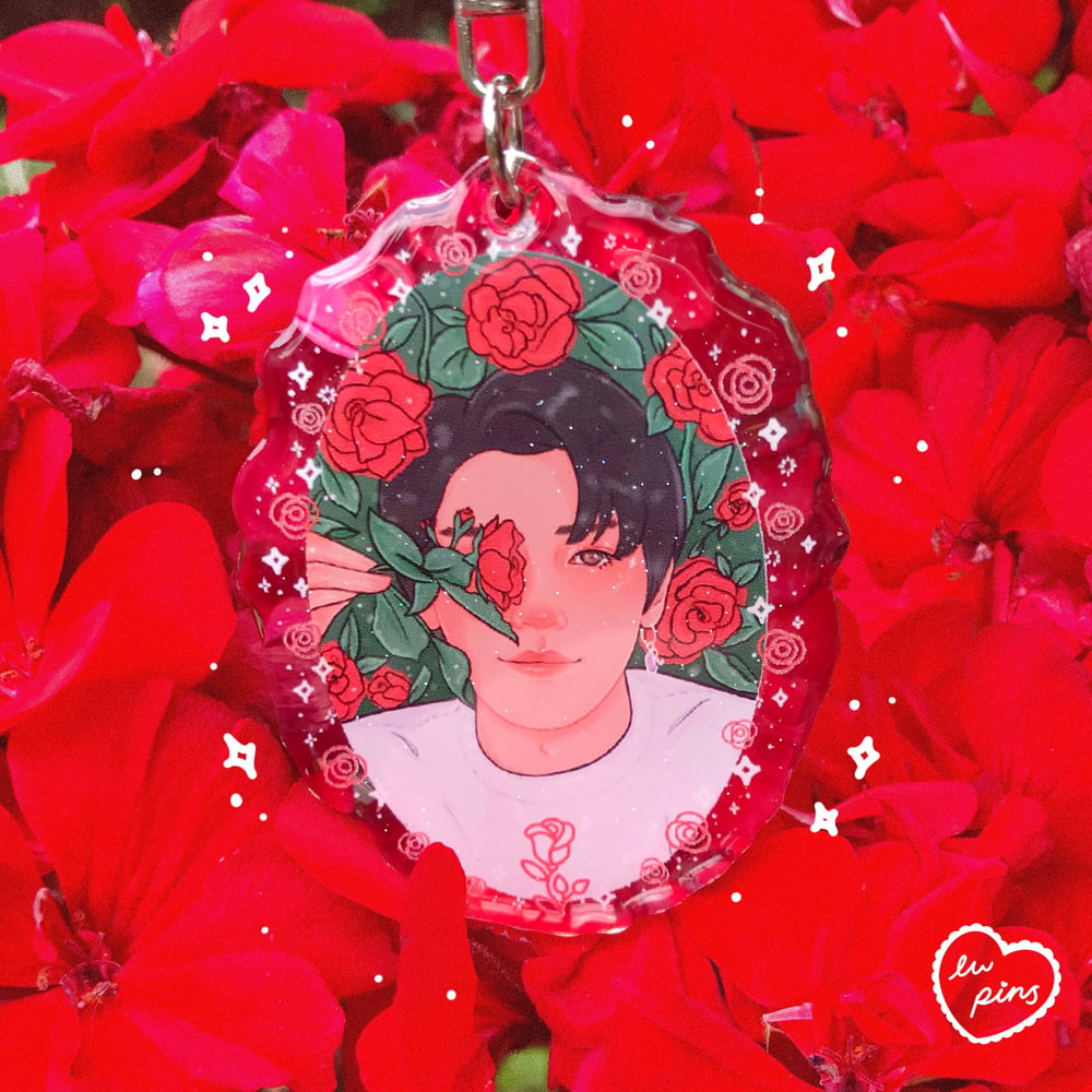 Taeyong Rose Glitter Acrylic Keychain