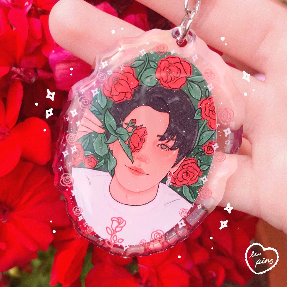 Taeyong Rose Glitter Acrylic Keychain