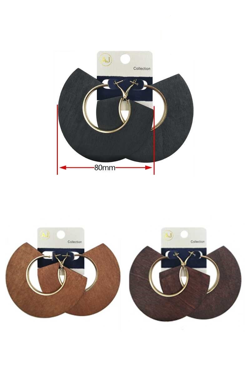 Image of Wood Hoops with Gold Accent