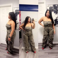 Image 1 of Leopard Print Denim Jumpsuit 