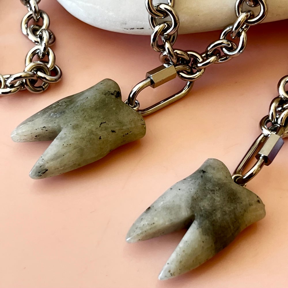 Image of Chunky Labradorite Tooth Necklace