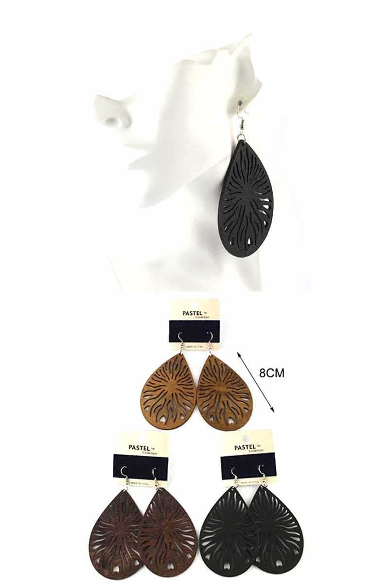 Image of Wood Teardrop Earrings