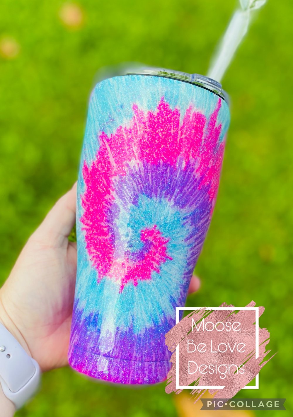 Image of Tie Dye glitter Tumbler