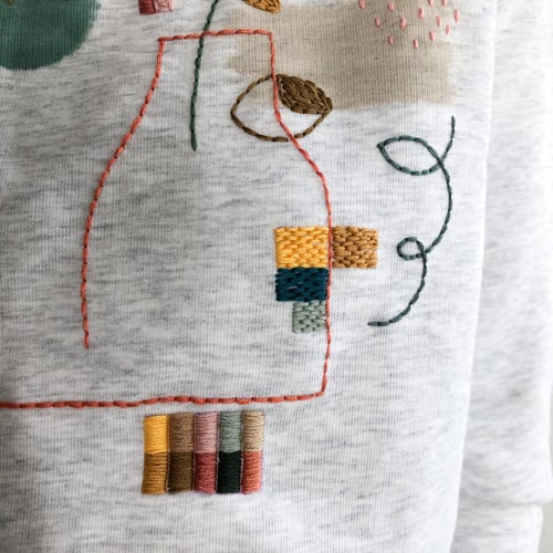 Image of In and out pullover - original hand embroidery on 100% organic cotton sweatshirt, one of a kind