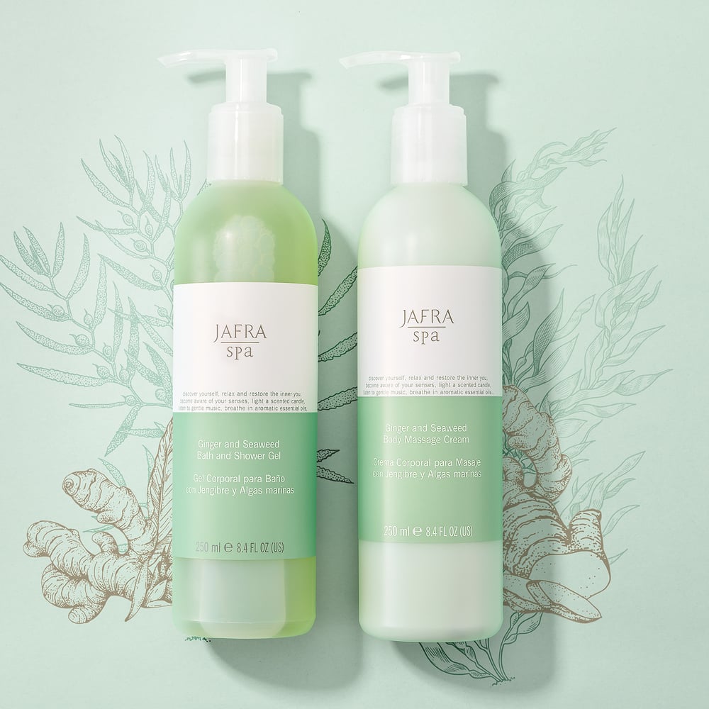 Image of Jafra Spa Ginger Seaweed Shower Gel & Massage Cream Set