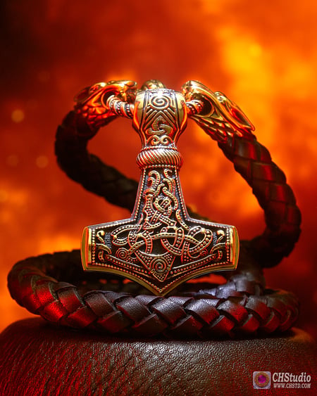 Image of Thor's Hammer : MJOLNIR + Luxury Leather Necklace