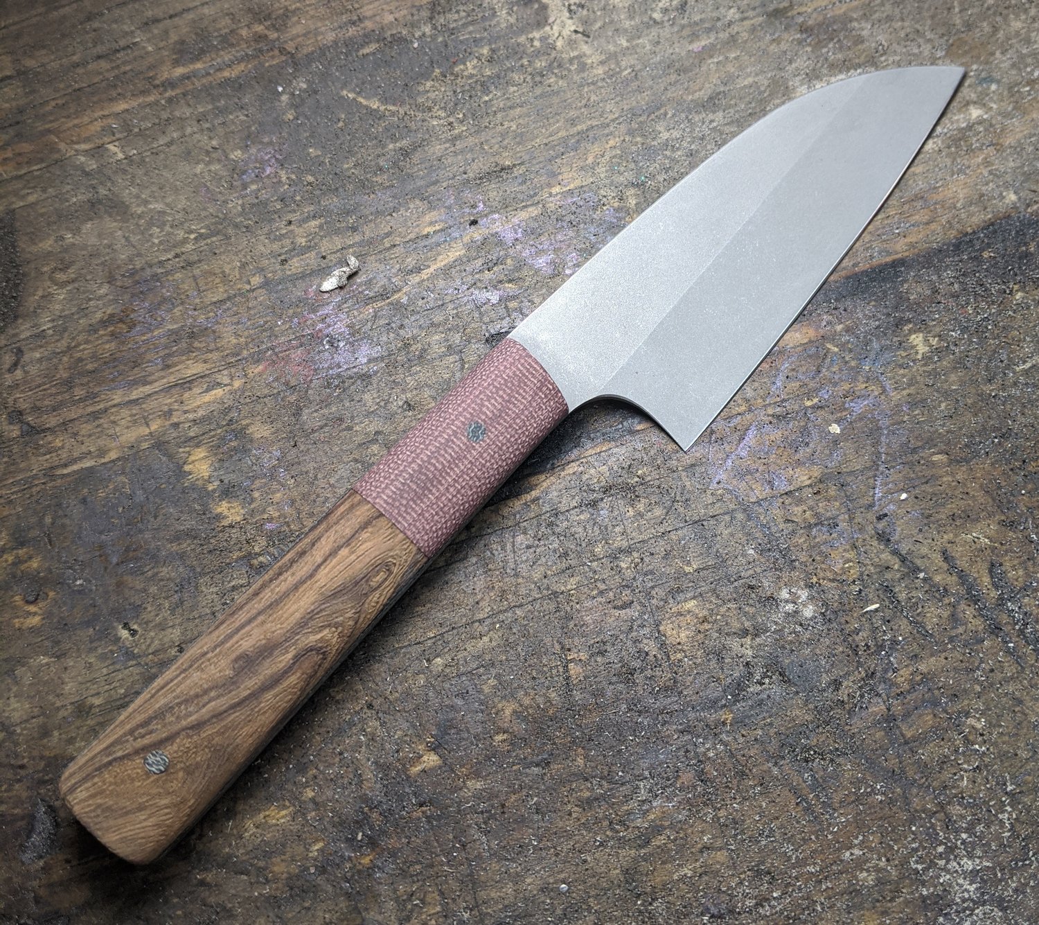 Image of Chef's Line Knife - Desert Ironwood and Maroon Micartacarta
