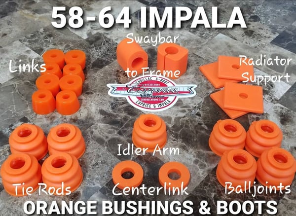 Image of 1958-1964 IMPALA ORANGE BUSHINGS & BOOTS