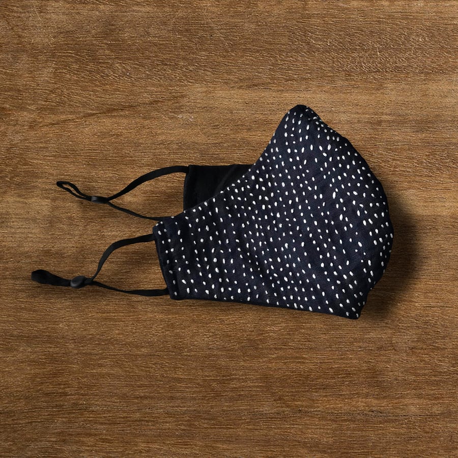 Image of Slow-stitch mask - blue/grey