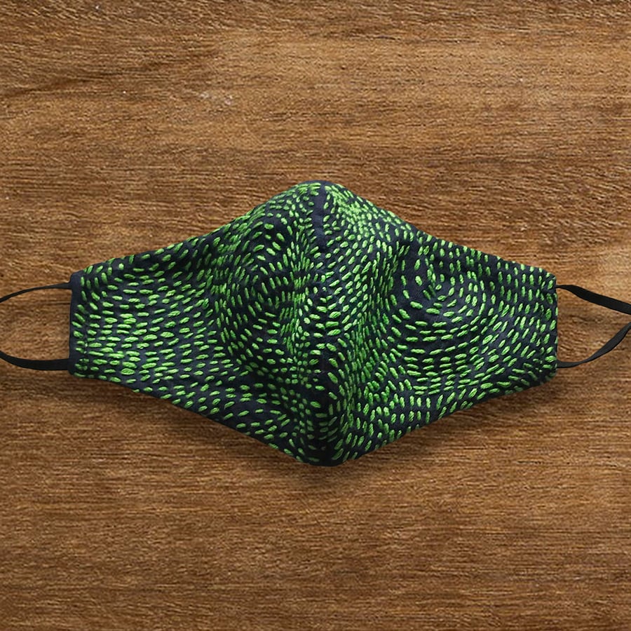 Image of Slow-stitch mask - blue/green