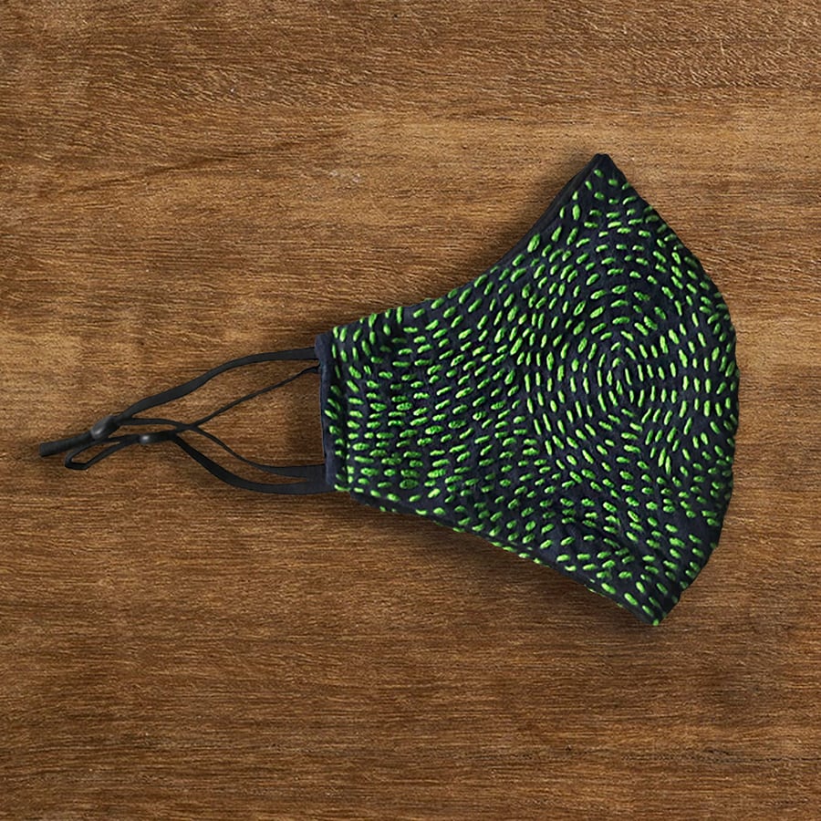 Image of Slow-stitch mask - blue/green