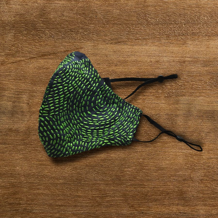 Image of Slow-stitch mask - blue/green