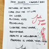 Signed setlist - Trampolene or Jack Jones solo