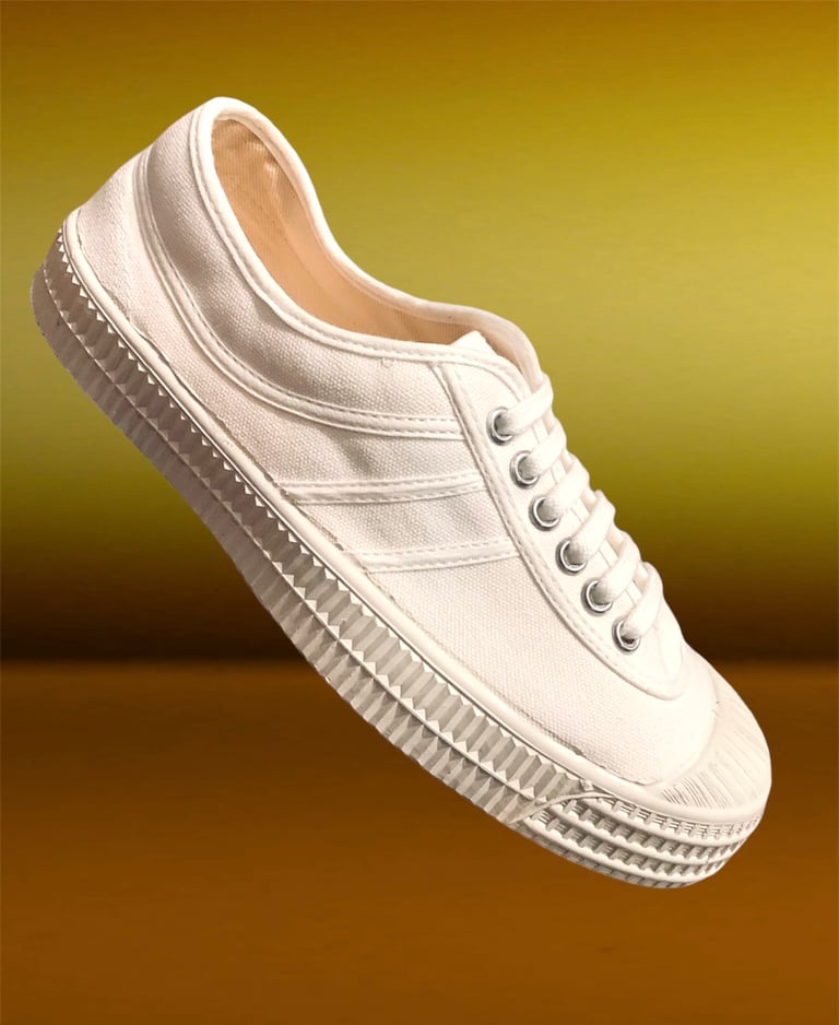 VEGANCRAFT white canvas plimsoll shoes made in Slovakia Image 3